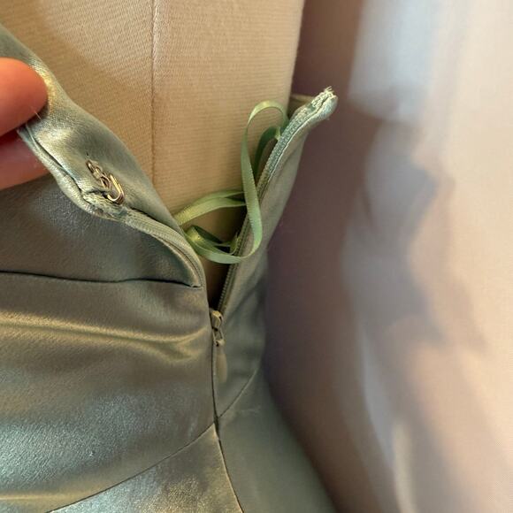 Birdy Grey Satin Dress S Womens Sleeveless Slit Lined Bridesmaid Floor Length - Picture 4 of 7